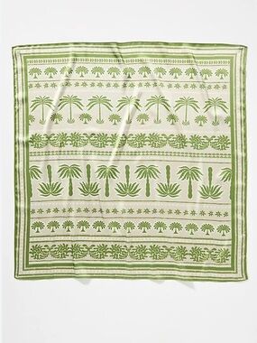 Trending! Anthropologie Green Paisley Palm 28” Neck Bag Hair Scarf